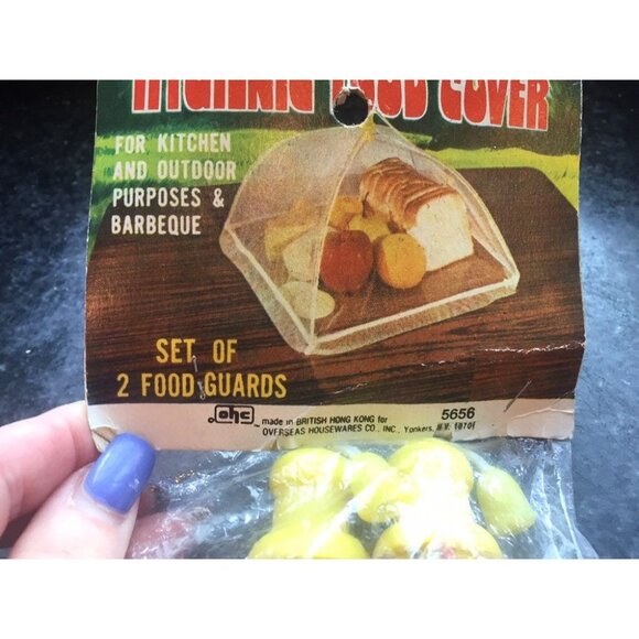 Vintage 4 Hygienic Food Covers Pink Yellow 1970's Kitchen Outdoor Purposes - Picture 9 of 10